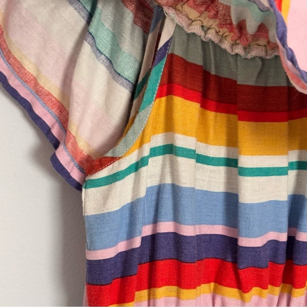 4Our Dreamers Anthropologie Women’s Multicolor Off the Shoulder Striped Dress XS - Picture 13 of 16